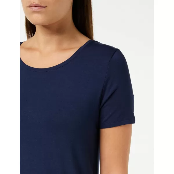 Amazon Essentials Womens ShortSleeve Scoopneck Tunic Pack of 2Rayon Blend Navy