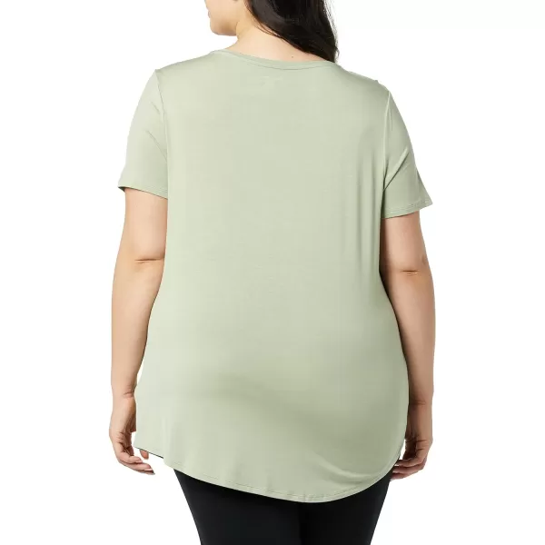 Amazon Essentials Womens ShortSleeve Scoopneck Tunic Pack of 2Rayon Blend NavySage Green