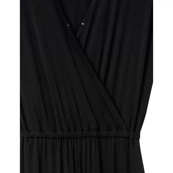 Amazon Essentials Womens ShortSleeve Surplice Cropped WideLeg JumpsuitBlack