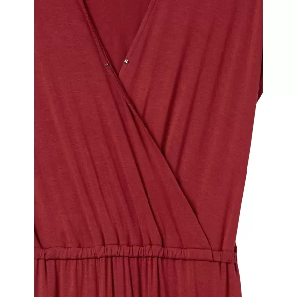 Amazon Essentials Womens ShortSleeve Surplice Cropped WideLeg JumpsuitBurgundy