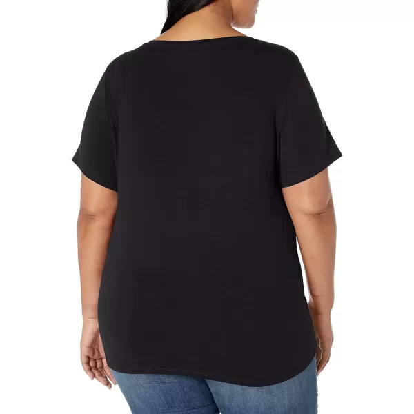 Amazon Essentials Womens ShortSleeve VNeck TShirt Available in Plus Size1 Black