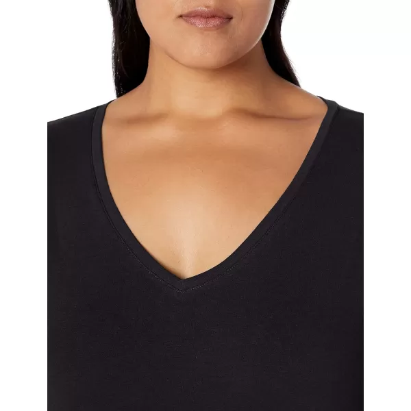 Amazon Essentials Womens ShortSleeve VNeck TShirt Available in Plus Size1 Black