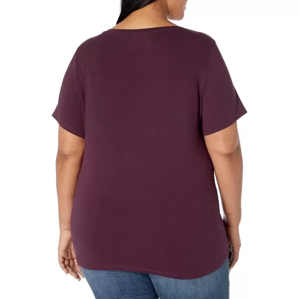 Amazon Essentials Womens ShortSleeve VNeck TShirt Available in Plus Size1 Burgundy