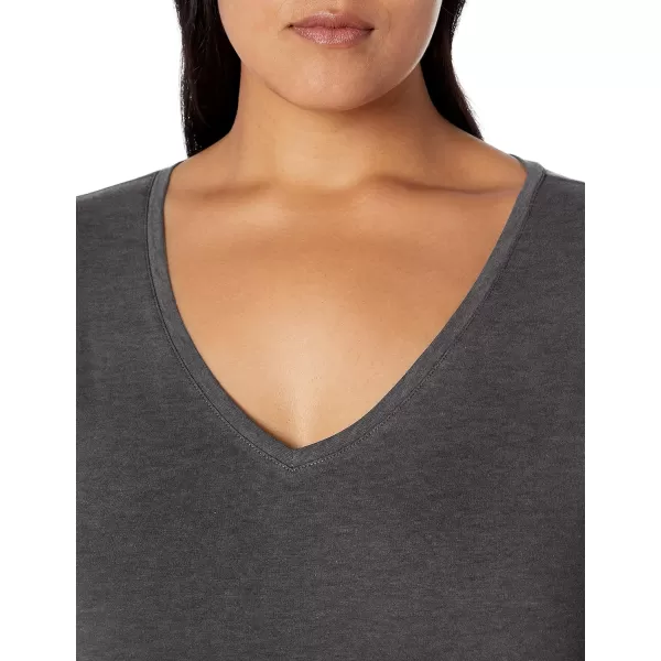 Amazon Essentials Womens ShortSleeve VNeck TShirt Available in Plus Size1 Charcoal Heather