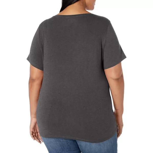 Amazon Essentials Womens ShortSleeve VNeck TShirt Available in Plus Size1 Charcoal Heather