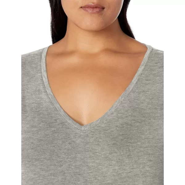 Amazon Essentials Womens ShortSleeve VNeck TShirt Available in Plus Size1 Light Grey Heather