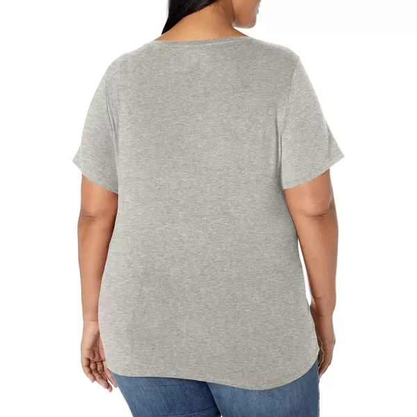 Amazon Essentials Womens ShortSleeve VNeck TShirt Available in Plus Size1 Light Grey Heather