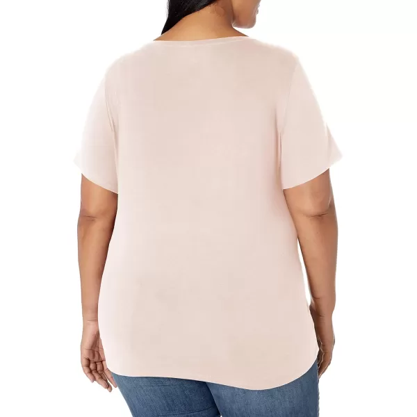 Amazon Essentials Womens ShortSleeve VNeck TShirt Available in Plus Size1 Light Pink