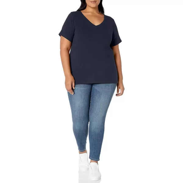 Amazon Essentials Womens ShortSleeve VNeck TShirt Available in Plus Size1 Navy