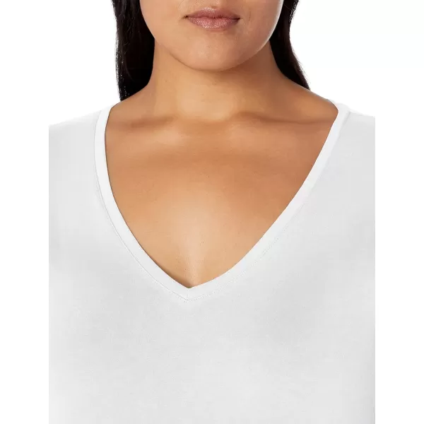 Amazon Essentials Womens ShortSleeve VNeck TShirt Available in Plus Size1 White