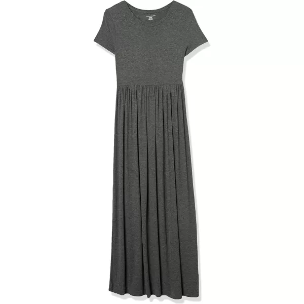 Amazon Essentials Womens ShortSleeve Waisted Maxi Dress Available in Plus SizeRayon Blend Charcoal Heather