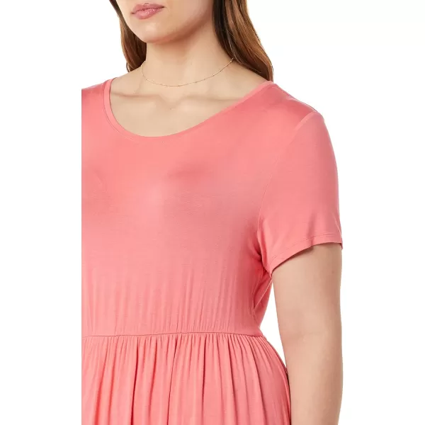 Amazon Essentials Womens ShortSleeve Waisted Maxi Dress Available in Plus SizeRayon Blend Hot Pink