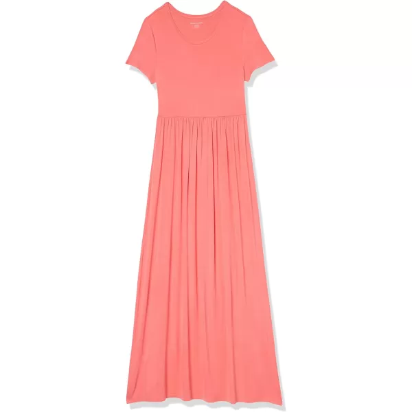 Amazon Essentials Womens ShortSleeve Waisted Maxi Dress Available in Plus SizeRayon Blend Hot Pink