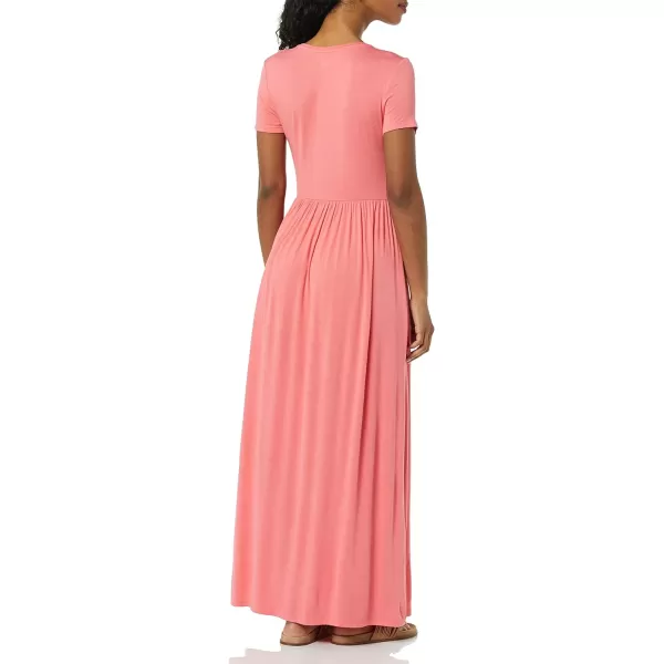 Amazon Essentials Womens ShortSleeve Waisted Maxi Dress Available in Plus SizeRayon Blend Hot Pink