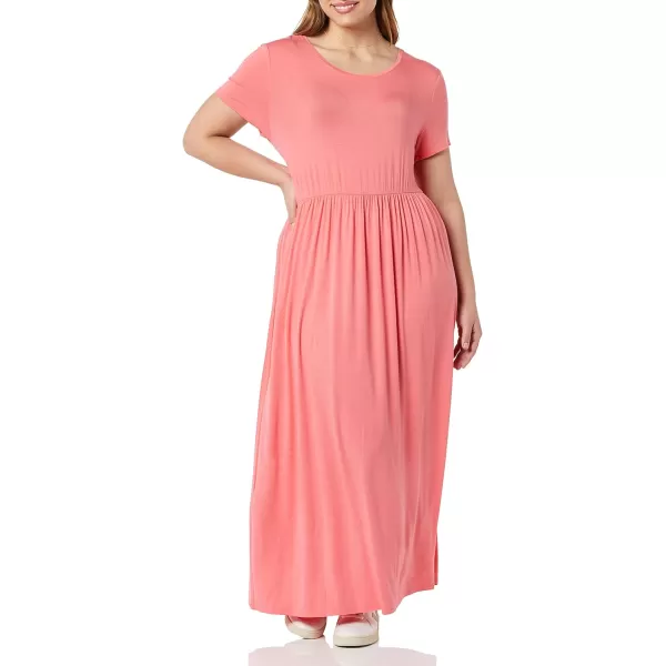 Amazon Essentials Womens ShortSleeve Waisted Maxi Dress Available in Plus SizeRayon Blend Hot Pink