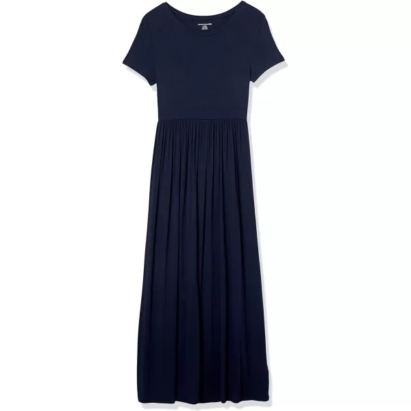 Amazon Essentials Womens ShortSleeve Waisted Maxi Dress Available in Plus SizeRayon Blend Navy