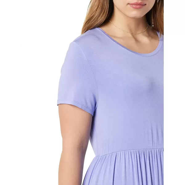 Amazon Essentials Womens ShortSleeve Waisted Maxi Dress Available in Plus SizeRayon Blend Soft Violet