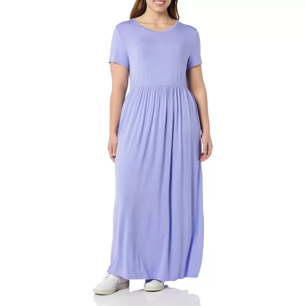 Amazon Essentials Womens ShortSleeve Waisted Maxi Dress Available in Plus SizeRayon Blend Soft Violet