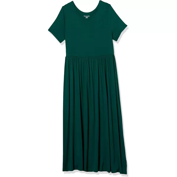 Amazon Essentials Womens ShortSleeve Waisted Maxi Dress Available in Plus SizeSustainably Sourced Rayon Blend Jade Green