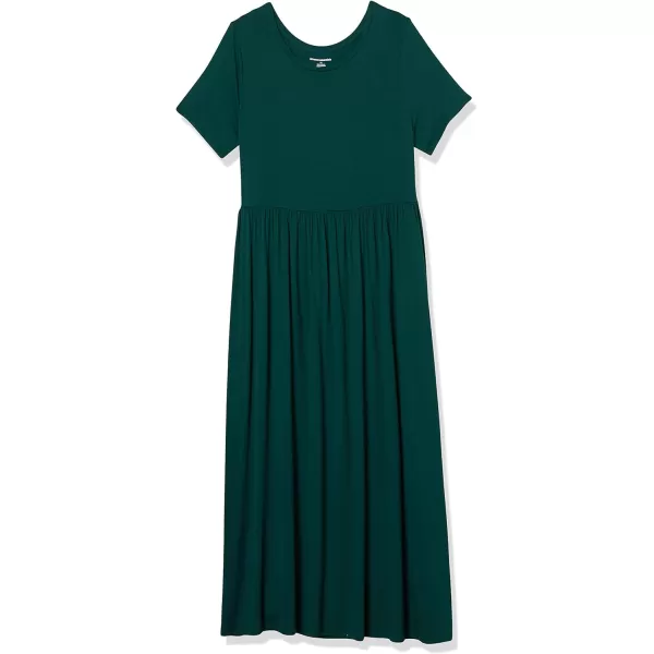 Amazon Essentials Womens ShortSleeve Waisted Maxi Dress Available in Plus SizeSustainably Sourced Rayon Blend Jade Green