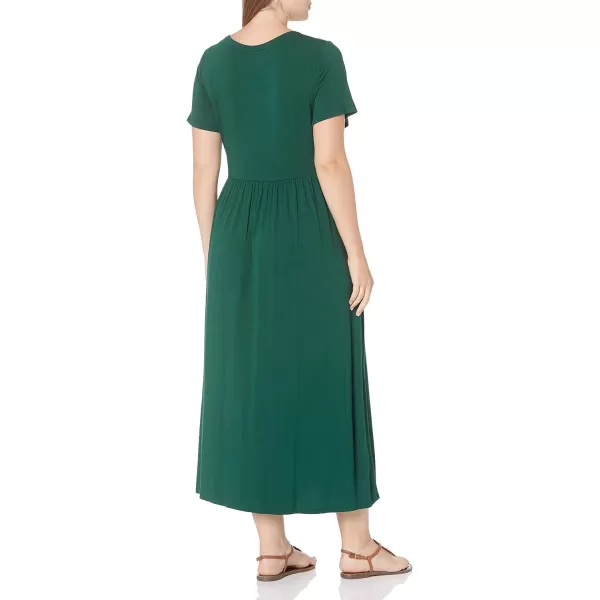 Amazon Essentials Womens ShortSleeve Waisted Maxi Dress Available in Plus SizeSustainably Sourced Rayon Blend Jade Green