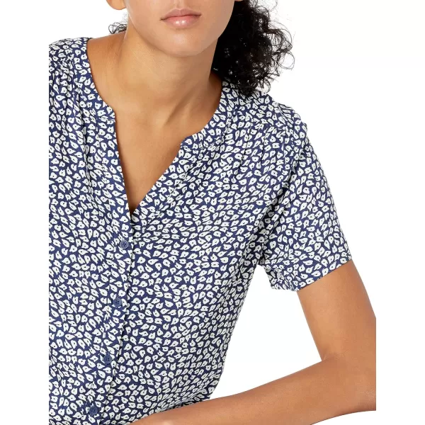 Amazon Essentials Womens ShortSleeve Woven BlouseBlue Petal