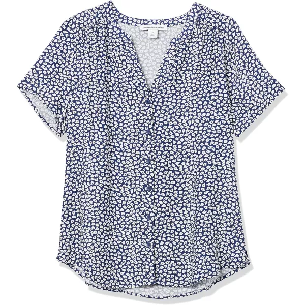 Amazon Essentials Womens ShortSleeve Woven BlouseBlue Petal