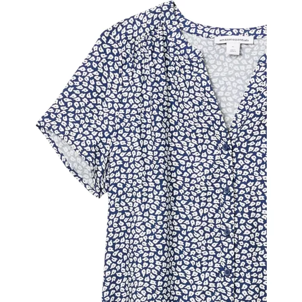 Amazon Essentials Womens ShortSleeve Woven BlouseBlue Petal