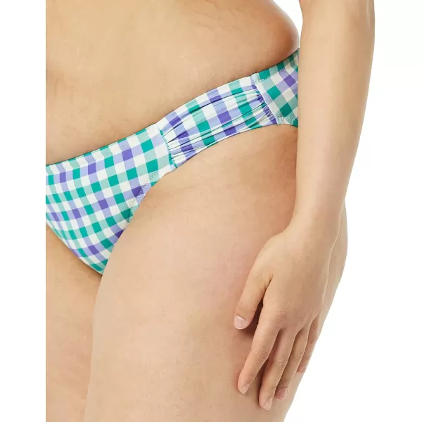 Amazon Essentials Womens Side Tab Bikini Swimsuit BottomBlueGreen Gingham