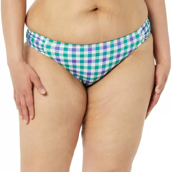 Amazon Essentials Womens Side Tab Bikini Swimsuit BottomBlueGreen Gingham