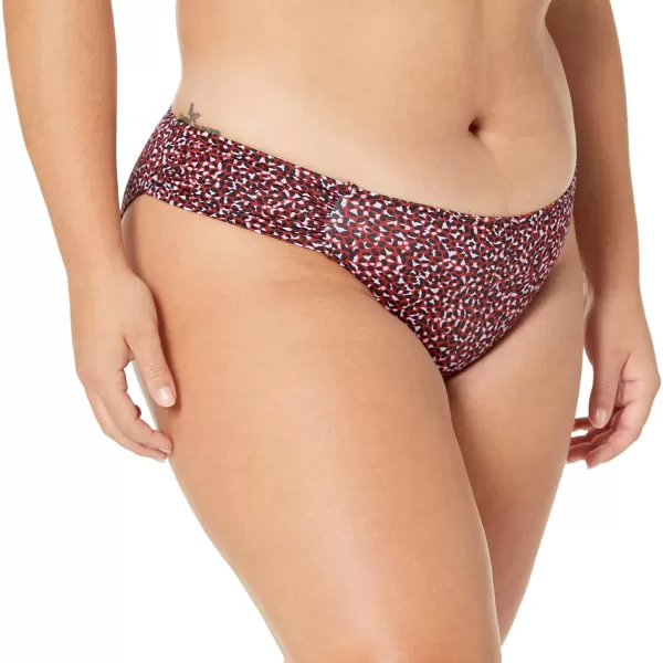 Amazon Essentials Womens Side Tab Bikini Swimsuit BottomBrick Red Leopard