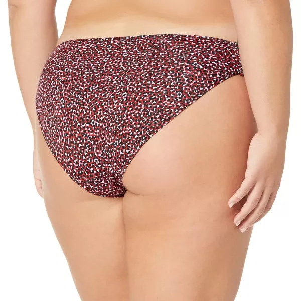 Amazon Essentials Womens Side Tab Bikini Swimsuit BottomBrick Red Leopard