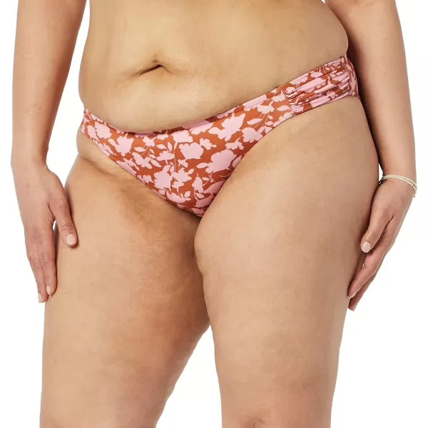 Amazon Essentials Womens Side Tab Bikini Swimsuit BottomPinkBrown Floral