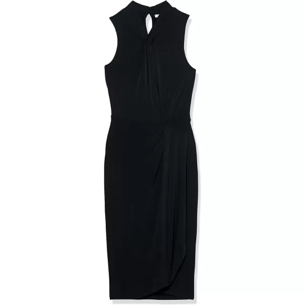 Amazon Essentials Womens Sleeveless Crossover Twist Neck Faux Wrap DressBlack