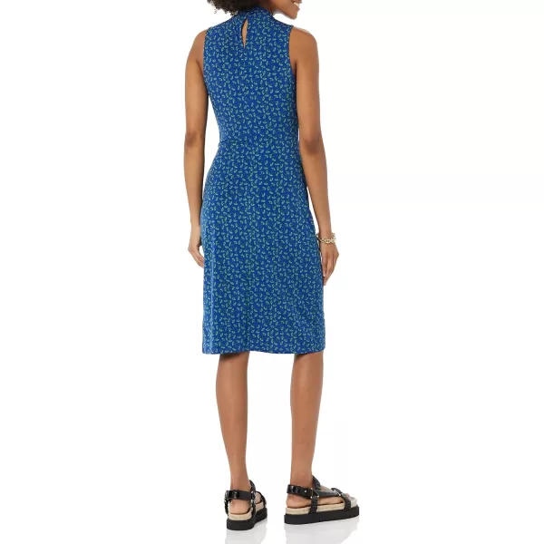 Amazon Essentials Womens Sleeveless Crossover Twist Neck Faux Wrap DressBright Blue Floral