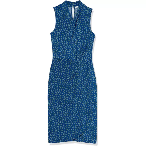 Amazon Essentials Womens Sleeveless Crossover Twist Neck Faux Wrap DressBright Blue Floral