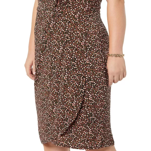 Amazon Essentials Womens Sleeveless Crossover Twist Neck Faux Wrap DressDark Brown Floral