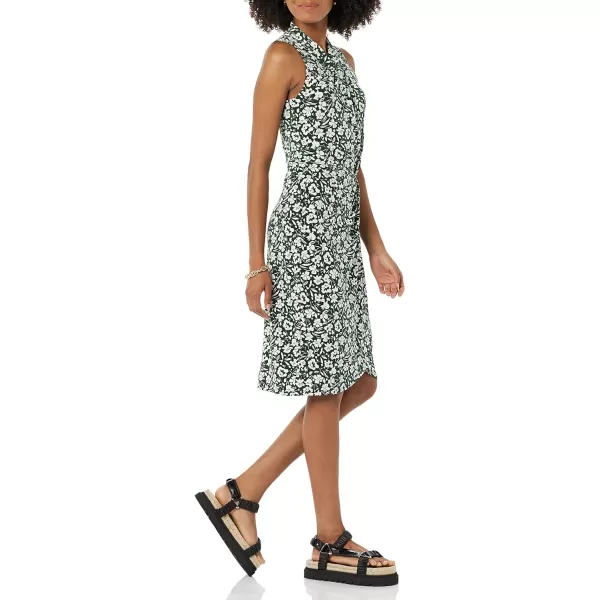 Amazon Essentials Womens Sleeveless Crossover Twist Neck Faux Wrap DressDark Green Floral