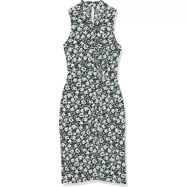 Amazon Essentials Womens Sleeveless Crossover Twist Neck Faux Wrap DressDark Green Floral