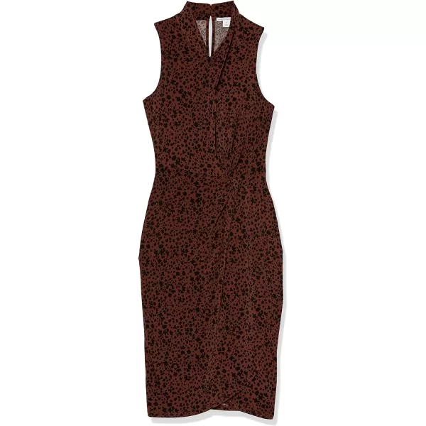 Amazon Essentials Womens Sleeveless Crossover Twist Neck Faux Wrap DressDark Toffee Brown Cheetah