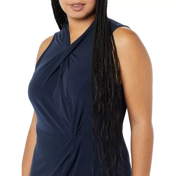 Amazon Essentials Womens Sleeveless Crossover Twist Neck Faux Wrap DressNavy