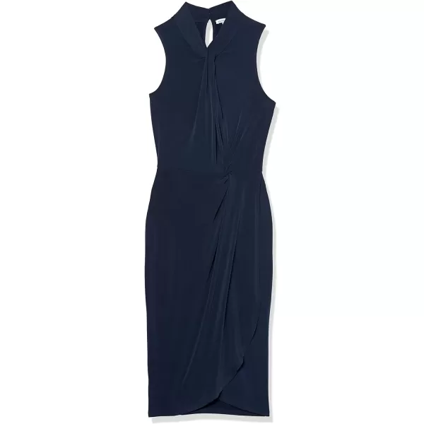 Amazon Essentials Womens Sleeveless Crossover Twist Neck Faux Wrap DressNavy