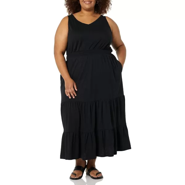 Amazon Essentials Womens Sleeveless Elastic Waist Summer Maxi Dress Available in Plus SizeBlack