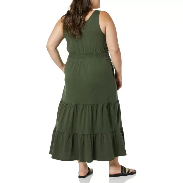 Amazon Essentials Womens Sleeveless Elastic Waist Summer Maxi Dress Available in Plus SizeOlive