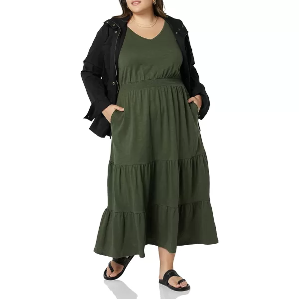 Amazon Essentials Womens Sleeveless Elastic Waist Summer Maxi Dress Available in Plus SizeOlive