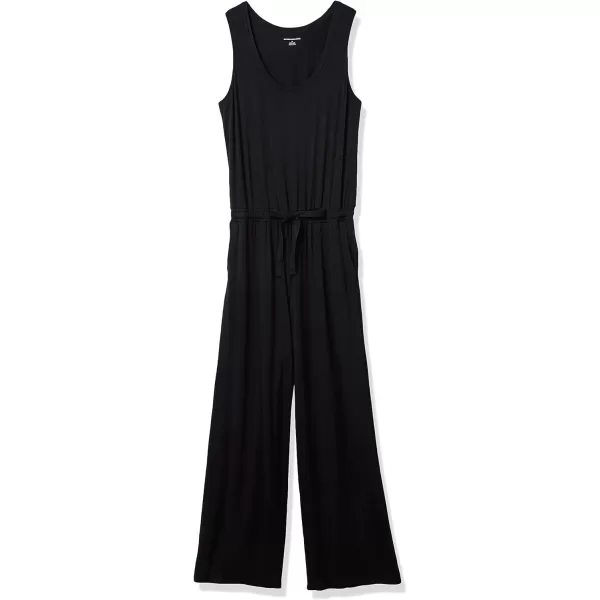 Amazon Essentials Womens Sleeveless Scoopneck WideLeg JumpsuitSustainably Sourced Rayon Blend Black