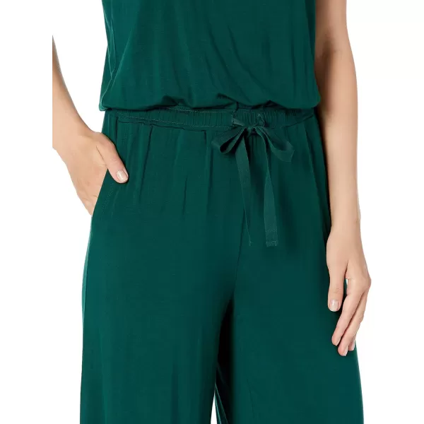 Amazon Essentials Womens Sleeveless Scoopneck WideLeg JumpsuitSustainably Sourced Rayon Blend Jade Green