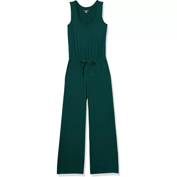 Amazon Essentials Womens Sleeveless Scoopneck WideLeg JumpsuitSustainably Sourced Rayon Blend Jade Green