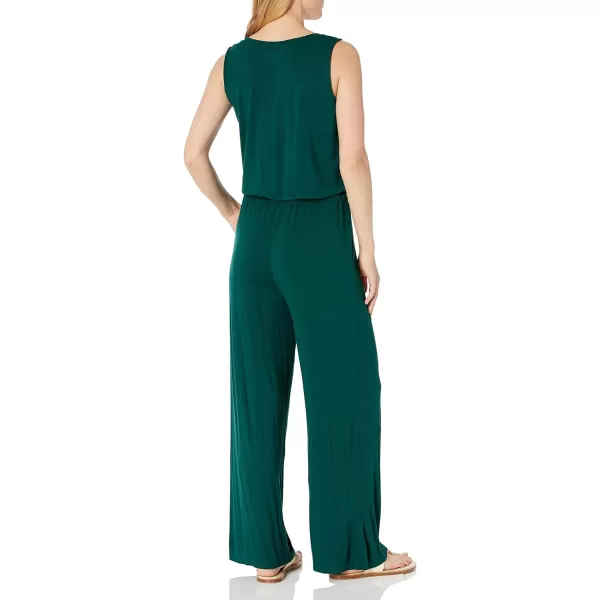 Amazon Essentials Womens Sleeveless Scoopneck WideLeg JumpsuitSustainably Sourced Rayon Blend Jade Green