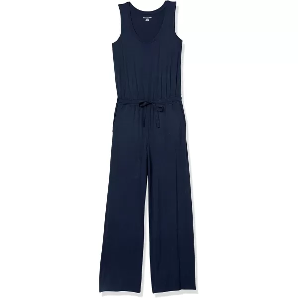 Amazon Essentials Womens Sleeveless Scoopneck WideLeg JumpsuitSustainably Sourced Rayon Blend Navy